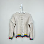 Load image into Gallery viewer, Mini Boden Girls Rainbow Rib Sweater Ecru 8-9
