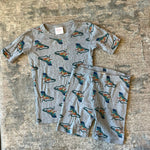 Load image into Gallery viewer, Hanna Andersson Gray Iguana HannaJams Short John Pajama Set 140 cm 10
