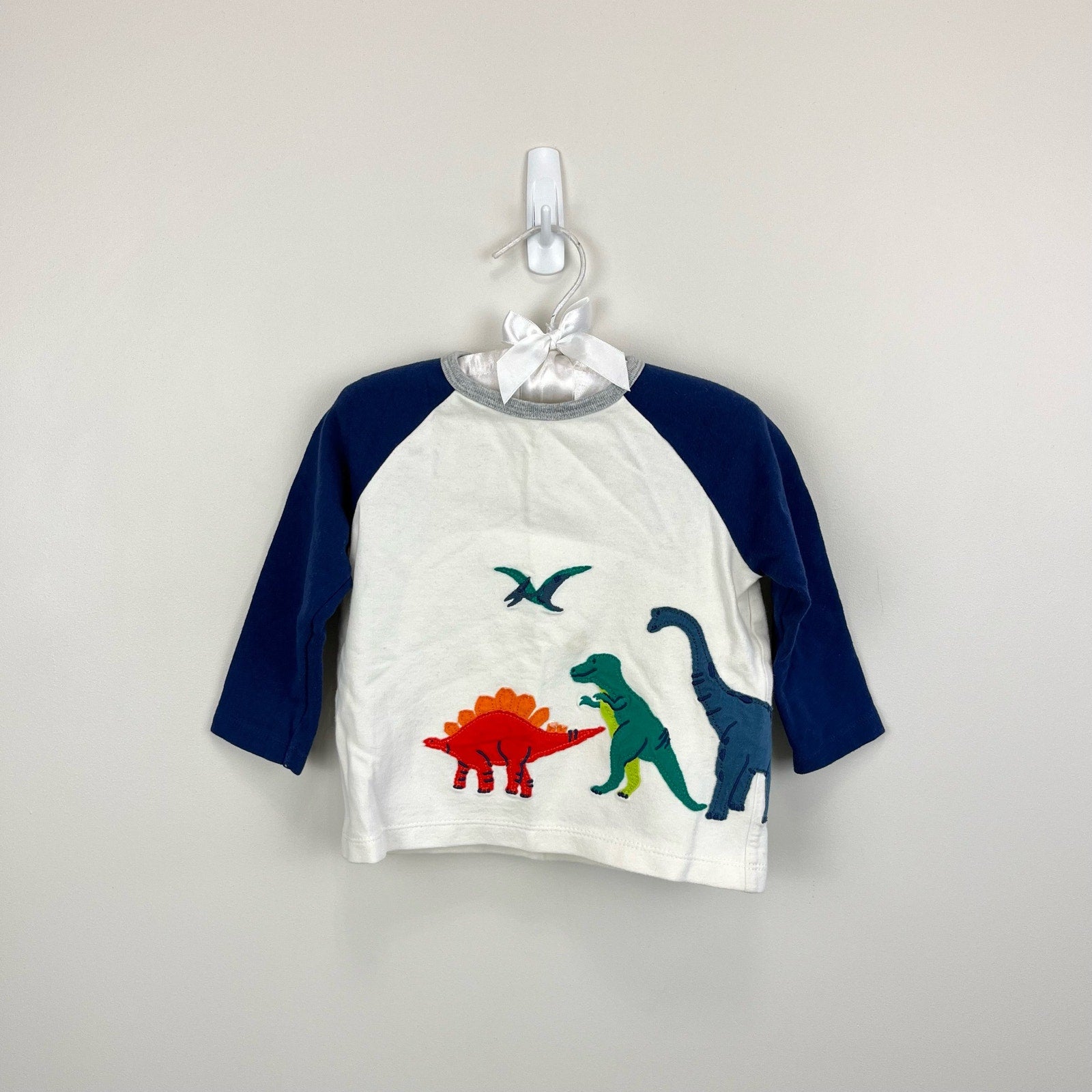 Mini Boden Long Sleeve Applique Dino Tee 6-12 Months