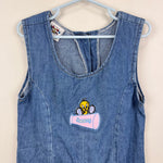 Load image into Gallery viewer, Vintage 90s Looney Tunes Tweety Bird Cheer Denim Jumper Dress 6 USA
