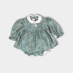 Load image into Gallery viewer, Vintage Janes Green Paisley Floral Lace Dress &amp; Bloomers Set Baby Girl
