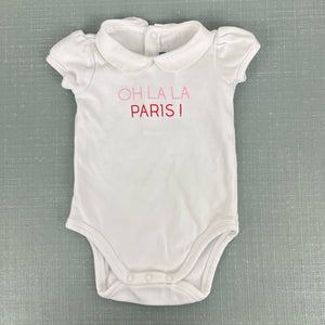 Jacadi Oh La La Paris! White Bodysuit 1 Month