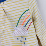 Load image into Gallery viewer, Mini Boden Yellow Striped Rainbow Applique Tunic 2-3
