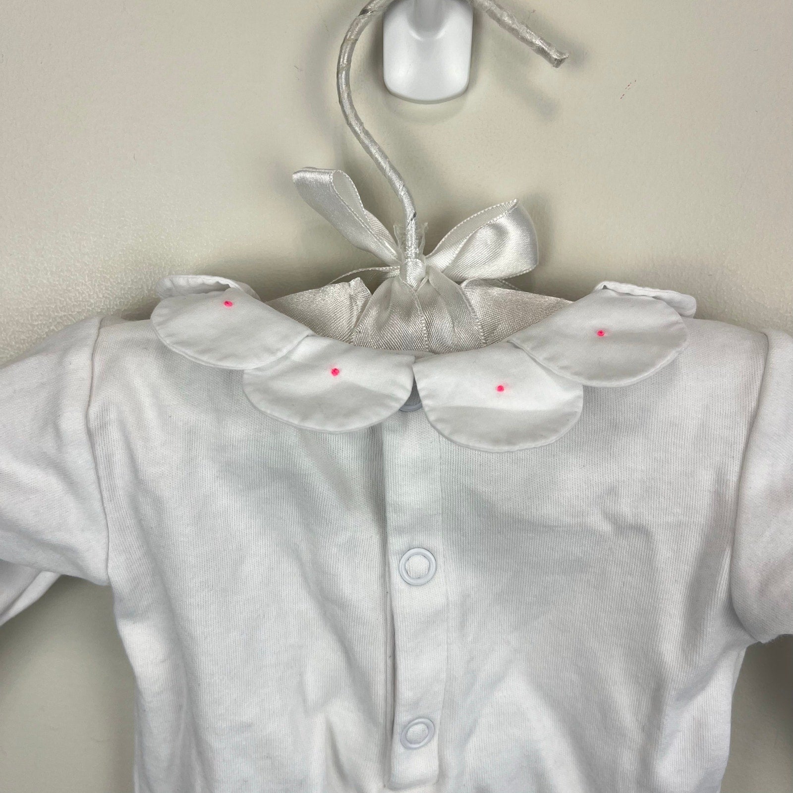 Jacadi Paris White Petal Collar Bodysuit 6 Months