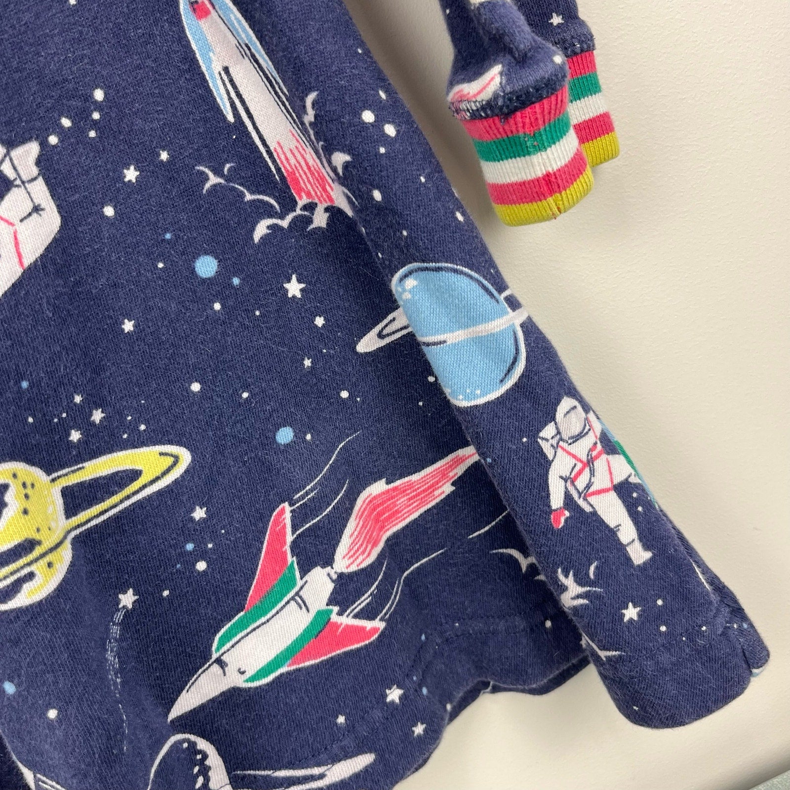 Mini Boden Cosy Printed Sweatshirt Dress Space Navy 6-7