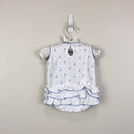 Load image into Gallery viewer, Magnolia Baby Ruffle Bubble Romper &amp; Sun Hat Paris Print 6 Months
