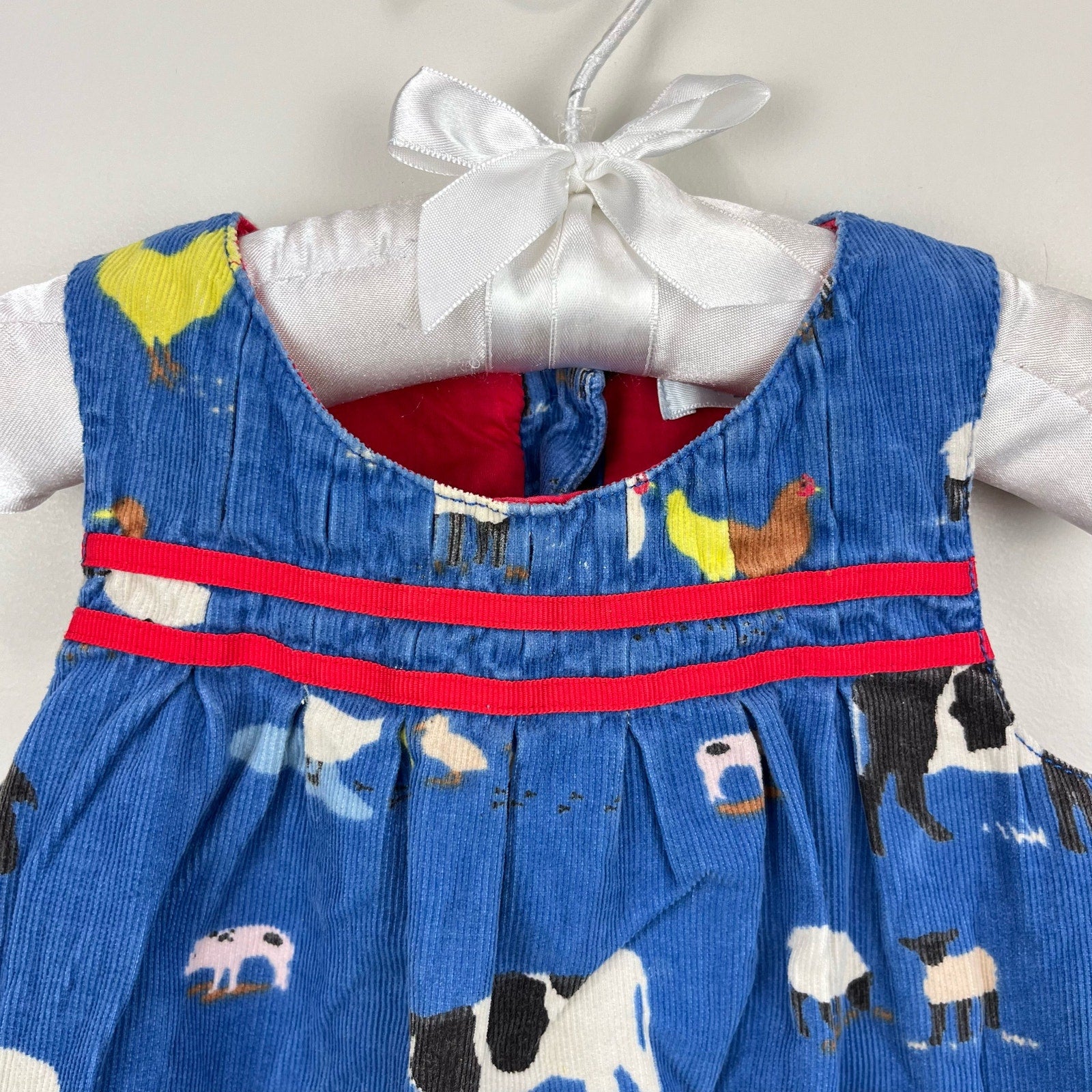 Mini Boden Blue Corduroy Farm Pinnie Dress 12-18 Months