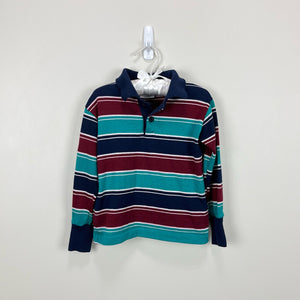 Vintage Healthtex Boys Striped Long Sleeve Polo Shirt 7 USA