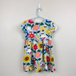 Load image into Gallery viewer, Mini Boden Short Sleeve Fun Jersey Dress Provence Blue Happy Flowers 5-6
