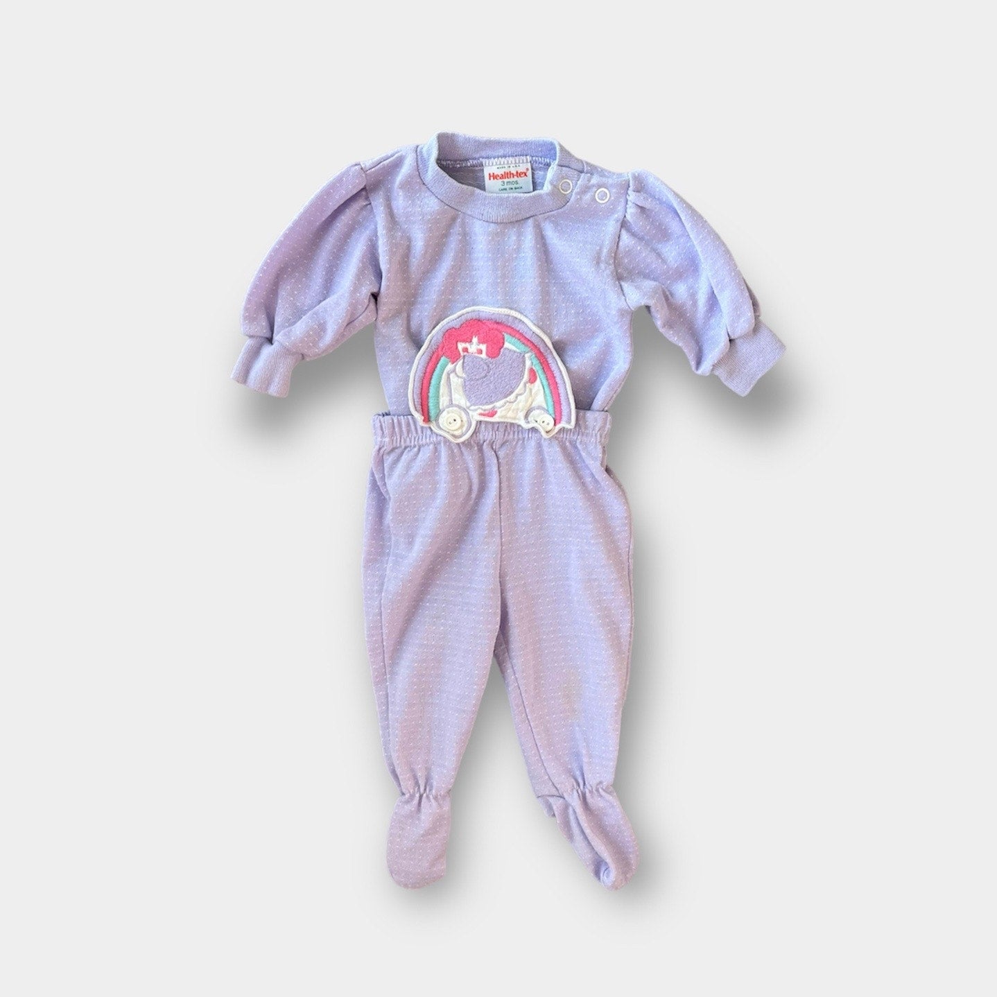 Vintage Healthtex Purple Rainbow Two Piece Set 3 Months USA