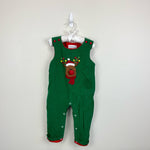 Load image into Gallery viewer, Lil Cactus Green Corduroy Rudolph Longall Overalls 18-24 Months
