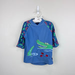 Load image into Gallery viewer, JoJo Maman Bebe Blue Alligator Rash Guard Swim Top 4-5
