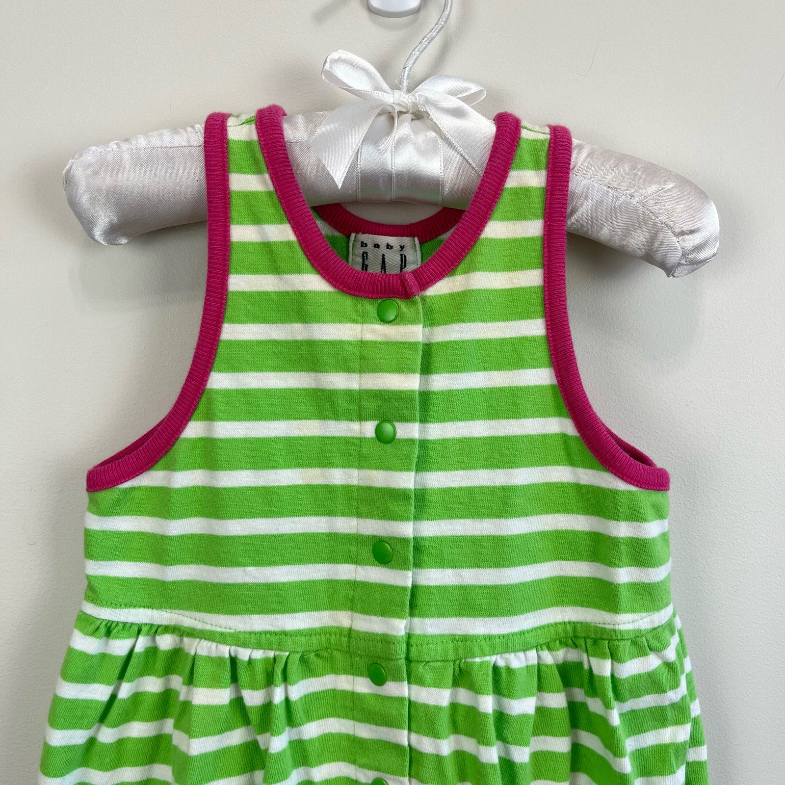 Vintage Gap Green Striped Jumpsuit Small (3-6 Months)