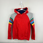 Load image into Gallery viewer, Mini Boden Rainbow Stripe Hoodie Red 9-10
