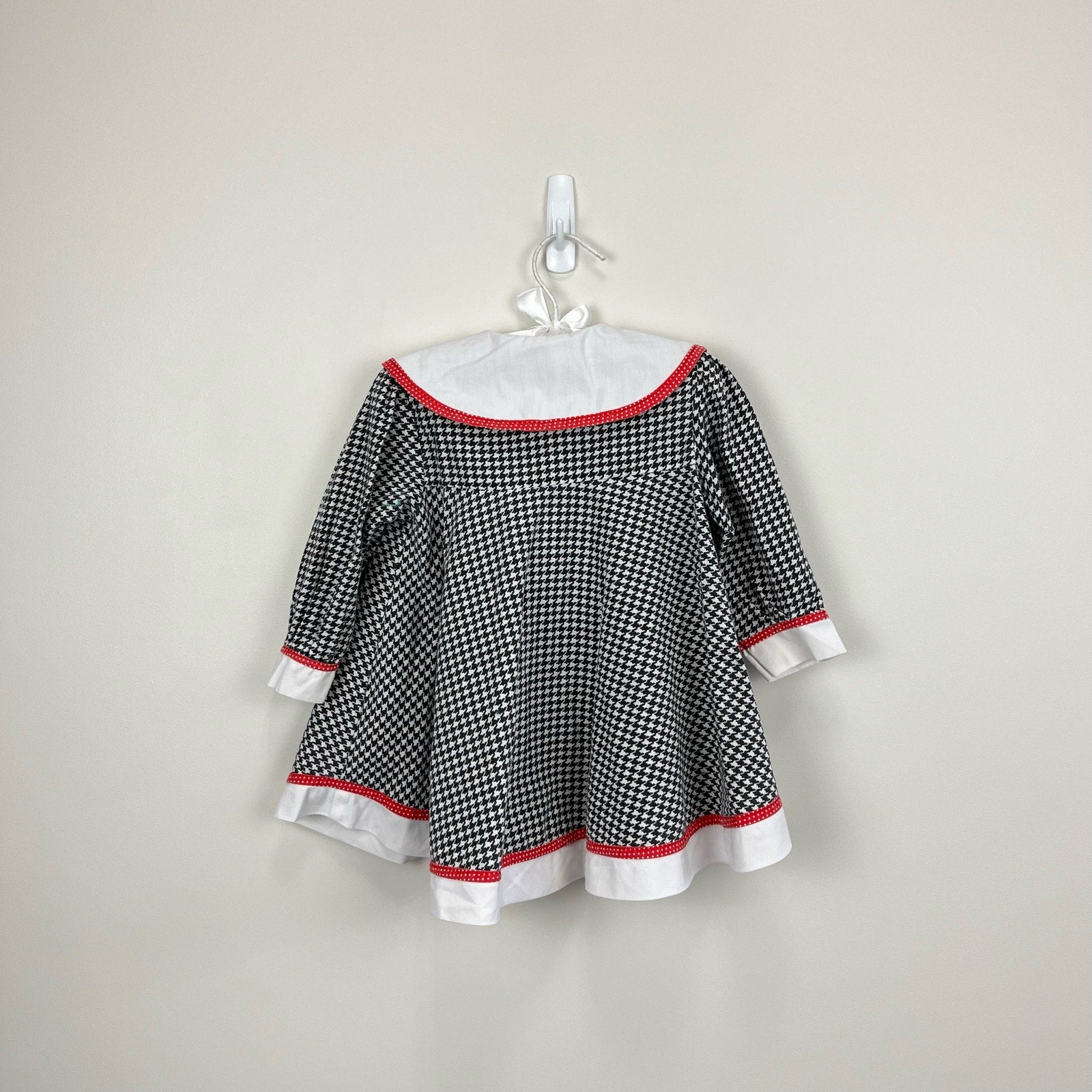 Vintage Cradle Houndstooth Plaid Teddy Bear Dress 24 Months