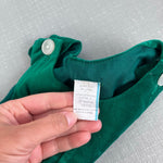 Load image into Gallery viewer, Vintage Green Velvet Elephant Longall Romper 18 Months
