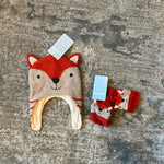 Load image into Gallery viewer, JoJo Maman Bebe Fox Hat &amp; Mittens Set 0-12 Months NWT
