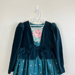 Load image into Gallery viewer, Vintage Daisy Kingdom Green Velvet Floral Holiday Dress 10
