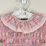 Load image into Gallery viewer, Vintage Polly Flinders Smocked Pink Floral Ruffle Dress 4T
