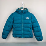 Load image into Gallery viewer, The North Face Girls Printed Down Reversible Hooded Jacket M 10
