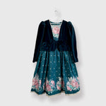 Load image into Gallery viewer, Vintage Daisy Kingdom Green Velvet Floral Holiday Dress 10
