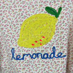 Mini Boden Embroidered Top Ivory Floral Lemonade 2-3