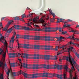 Vintage Cinderella Red Navy Ruffle Plaid Dress USSA