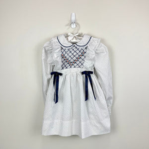 Vintage Polly Flinders Smocked White Ruffle Dress 3T