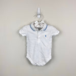 Load image into Gallery viewer, Janie and Jack Baby Bunny Pique Polo Bodysuit White Blue 3-6 Months
