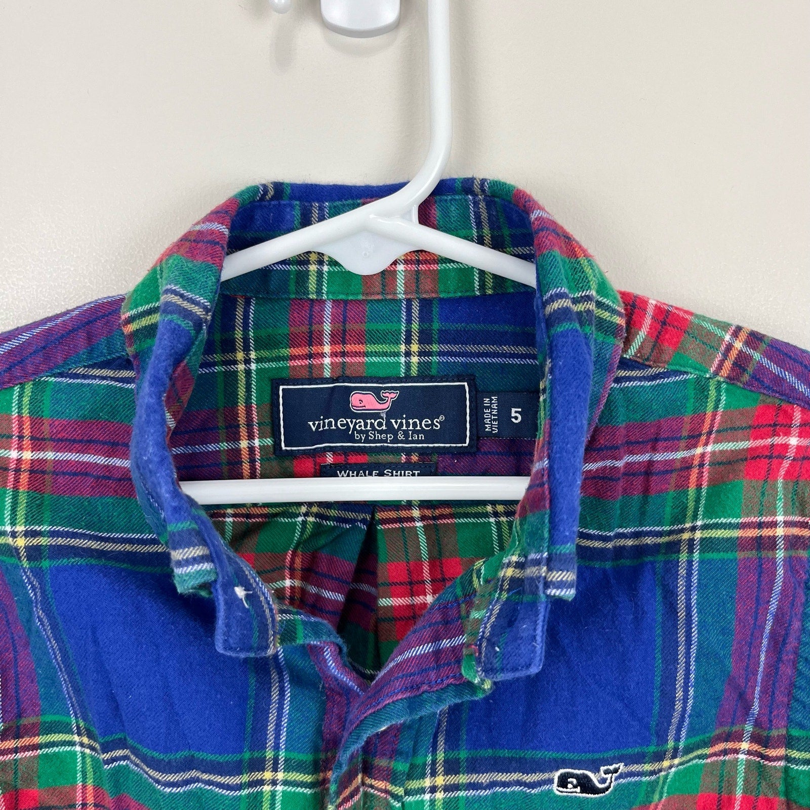 Vineyard Vines Plaid Flannel Whale Shirt 5T