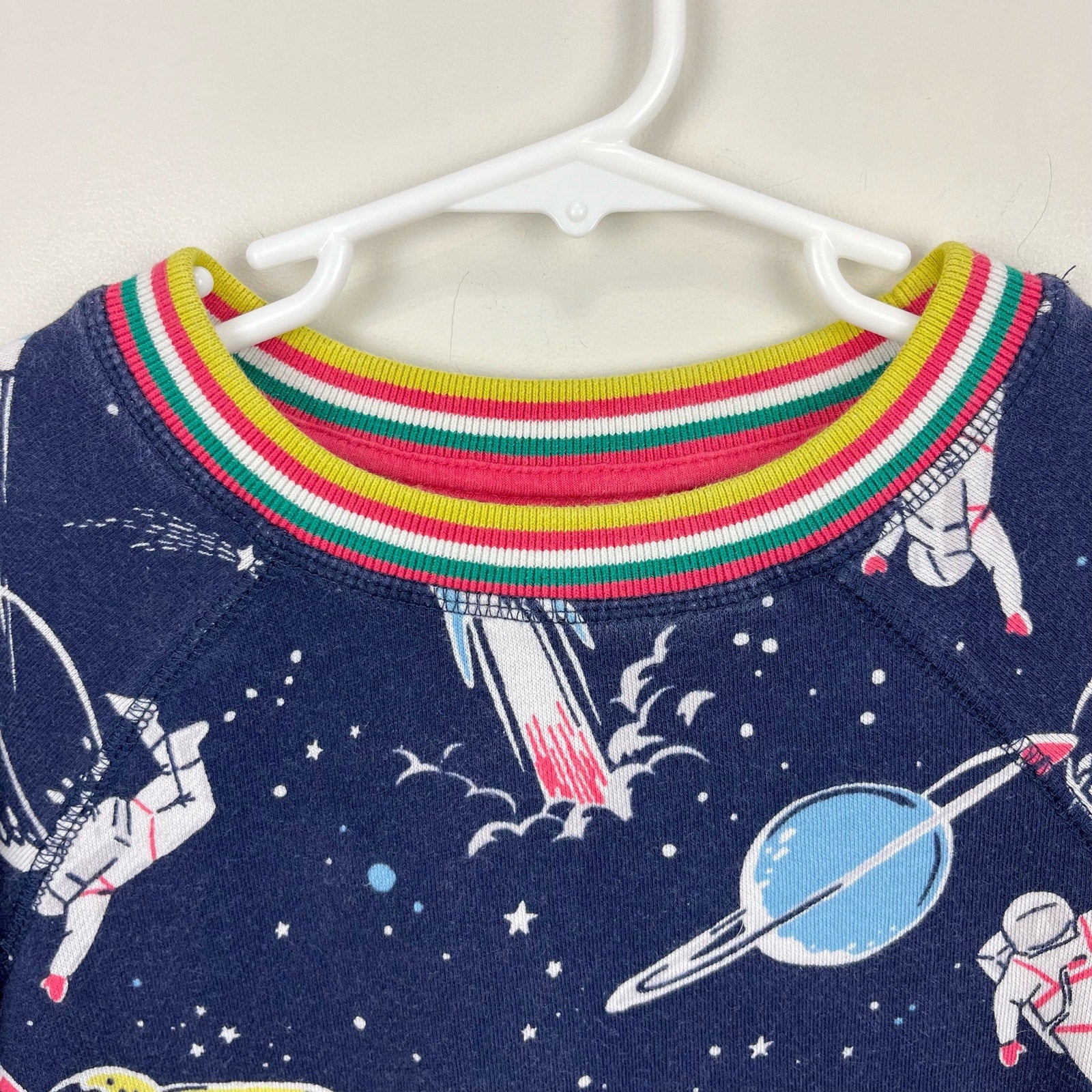 Mini Boden Cosy Printed Sweatshirt Dress Space Navy 6-7