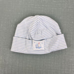 Load image into Gallery viewer, Kissy Kissy Blue and White Striped Sailboat Hat Small 0-6 Months
