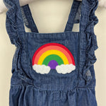 Load image into Gallery viewer, Hanna Andersson Ruffle Rainbow Denim Shortall Romper 80 cm 18-24 Months
