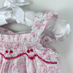 Load image into Gallery viewer, Vintage Janie and Jack Smocked Pink Floral Flutter Sleeve Dress 3-6 Months
