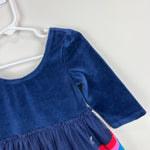 Load image into Gallery viewer, Mini Boden Velvet Bodice Tulle Dress College Navy Rainbow 3-4
