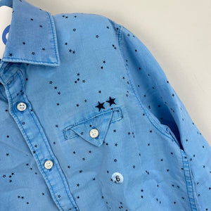 Mayoral Glass Blue Star Print Button Up Shirt 6 NWT