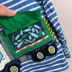 Load image into Gallery viewer, Mini Boden Lift-the-flap Trash Truck T-Shirt Elizabethan Blue/Ivory Stripe 7-8

