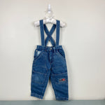 Load image into Gallery viewer, Vintage Little Rebels Blue Jean Suspender Pants 2T
