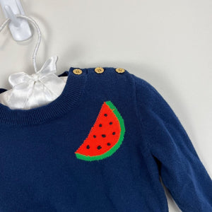 J. Crew Girls Navy Blue Watermelon Sweater 2T