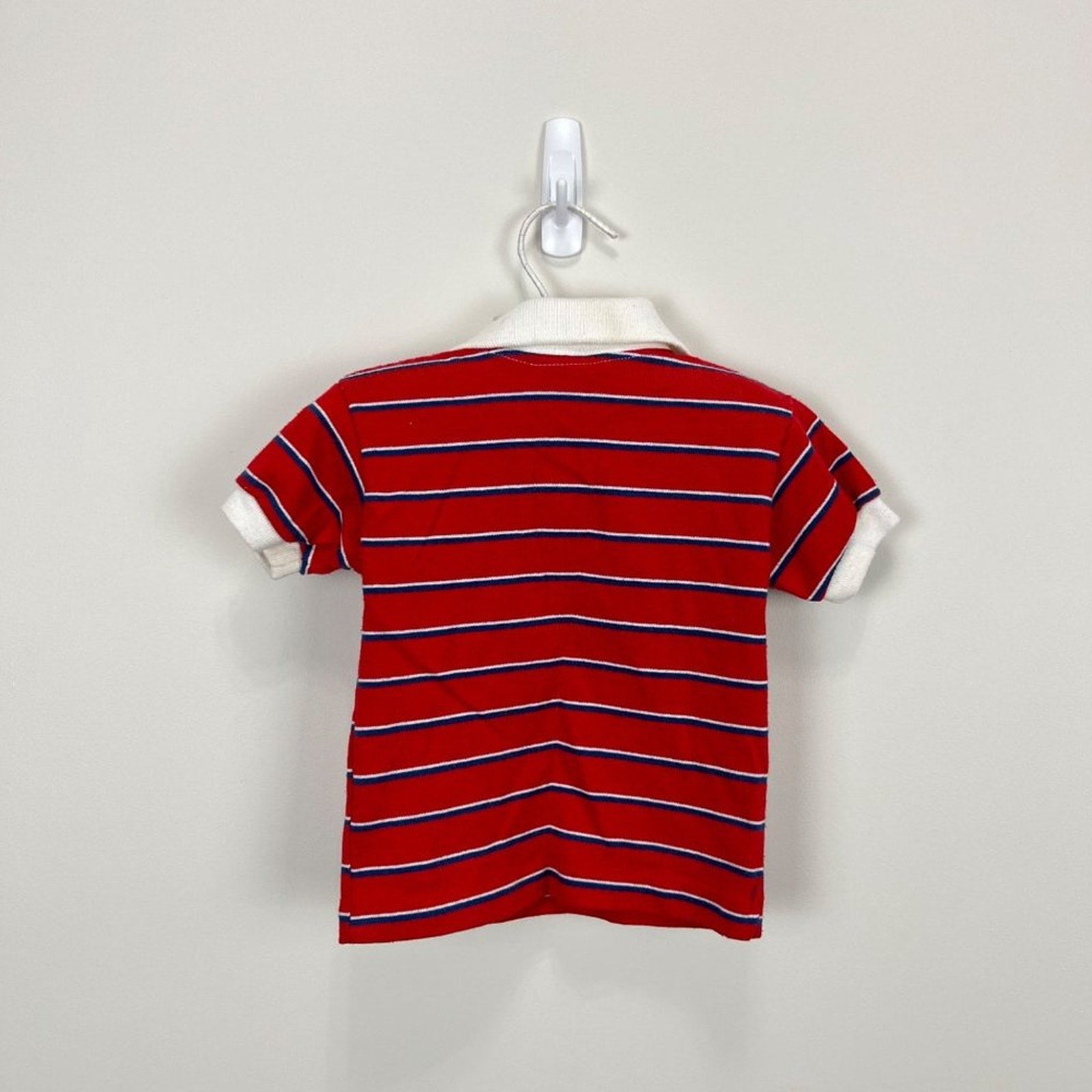 Vintage Healthtex Red Striped Polo Shirt 2T USA