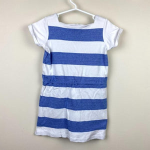 Jacadi Paris Girls Blue & White Striped Dress 4T
