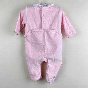 Jacadi Paris Pink Velour Footie 3 Months