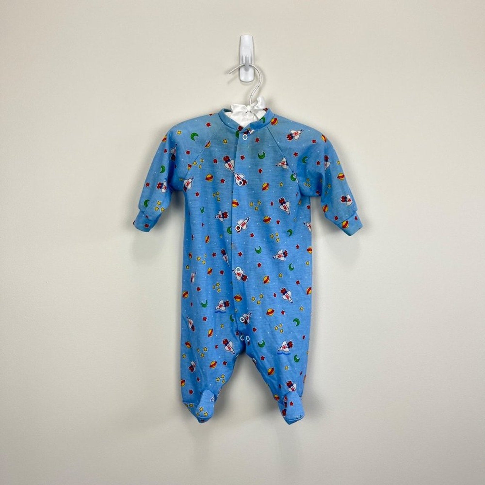 Vintage Little Me Blue Space Footie Medium USA