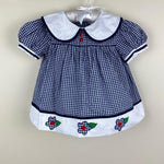 Load image into Gallery viewer, Vintage Petit Ami Navy Blue Gingham Flower Dress 24 Months
