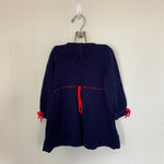 Load image into Gallery viewer, Vintage Toddler Girls Navy Blue Knit Dress with Flowers
