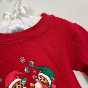 Vintage Miniwear Red Teddy Bear Sweatshirt 2T