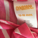 Load image into Gallery viewer, Gymboree Pink &amp; White Striped Bow Dress 12-18 Months
