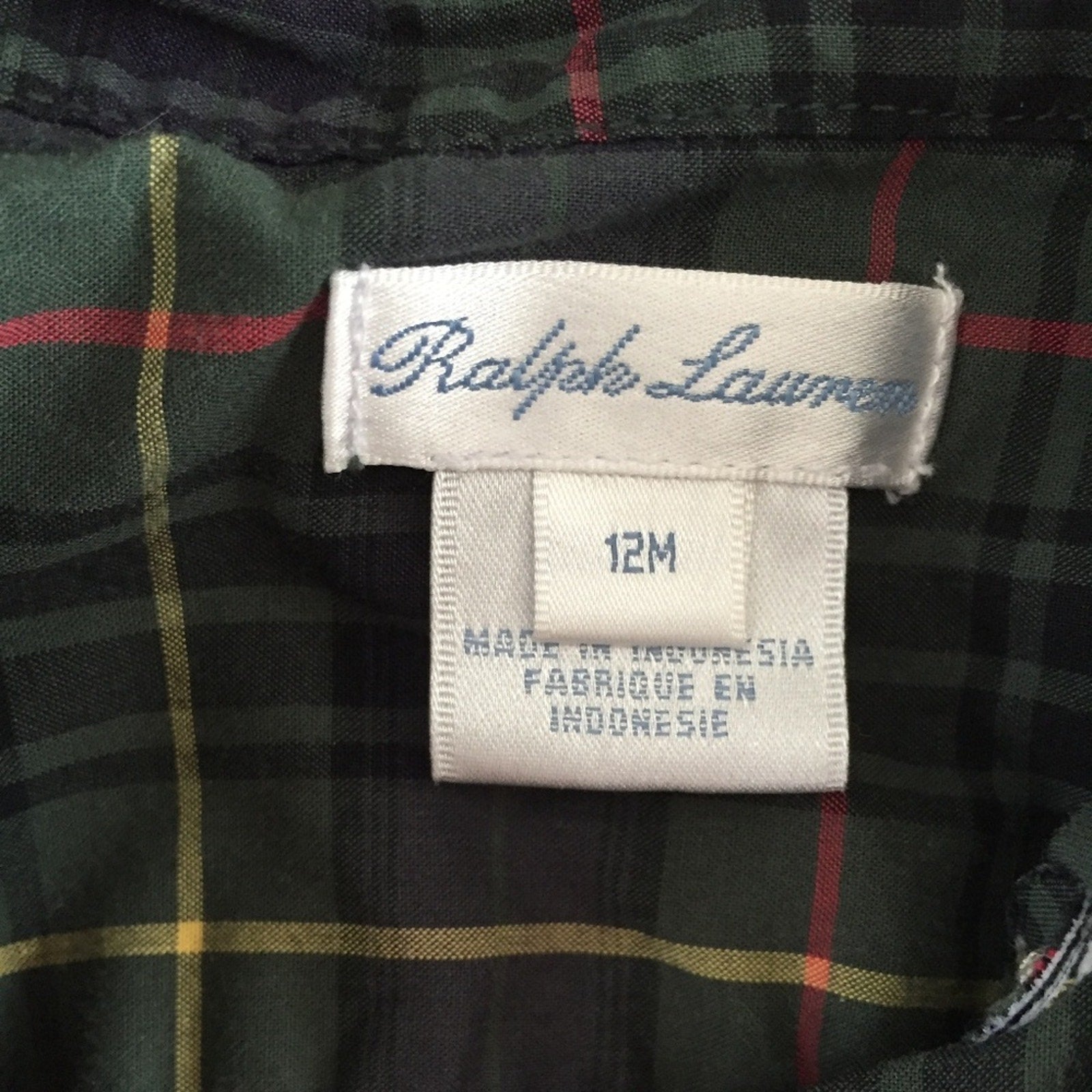 Ralph Lauren Plaid Button Down Shirt 12 Months