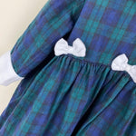 Load image into Gallery viewer, Vintage Daisies &amp; Doodlebugs Navy Green Plaid Bow Dress 2T
