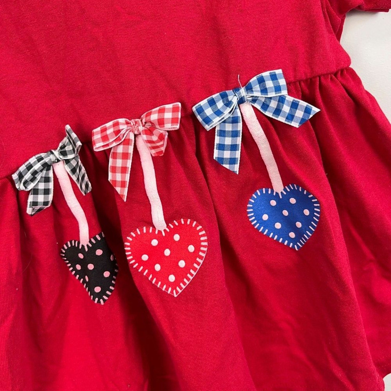 Vintage Okie Dokie Red Heart Shirt Dress 18 Months